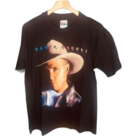 Vintage Garth Brooks | Fresh Horses Tour Black Graphic T-Shirt Size L | EUC - Picture 3 of 9